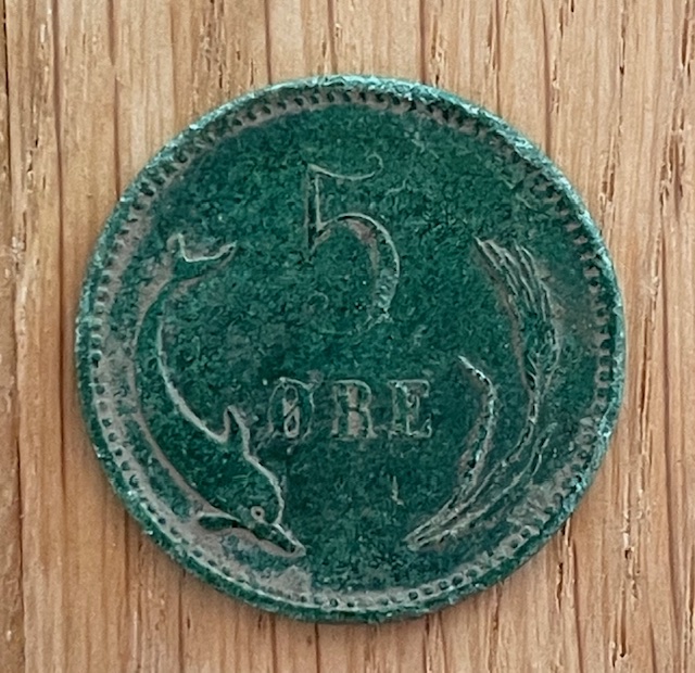 Danish 5 Øre Coin (1884)