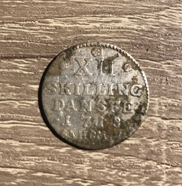 Danish 12 Skilling Silver Coin (1718)